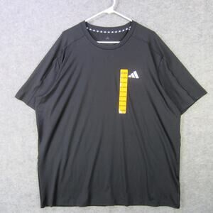Adidas Shirt Mens 2XL Black Athletic Performance Crewneck Short Sleeve Training